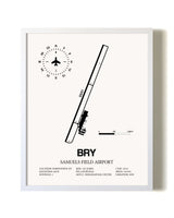 Samuels Field Airport airport map poster in oak frame