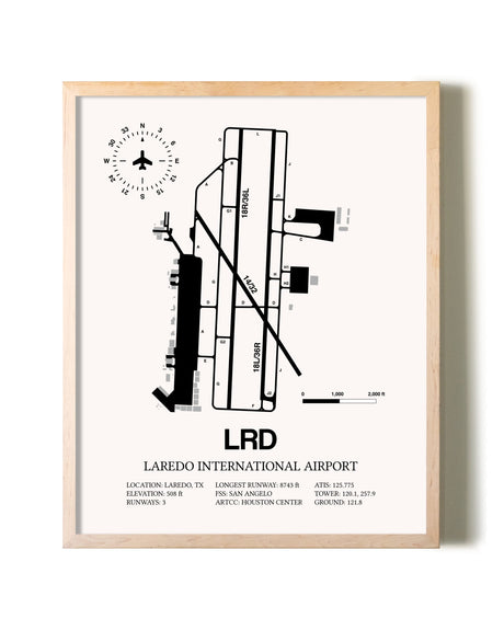 Laredo International Airport framed wall art in white frame
