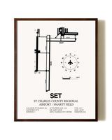 St. Charles County Regional Airport / Smartt Field aviation print in walnut frame