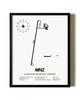 Framed Hamilton Municipal Airport wall art poster in black frame