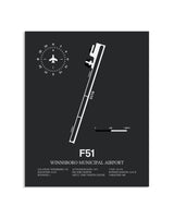 Gray Framed Winnsboro Municipal Airport layout wall art poster