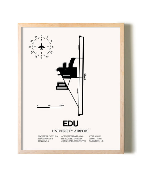 University Airport framed wall art in white frame