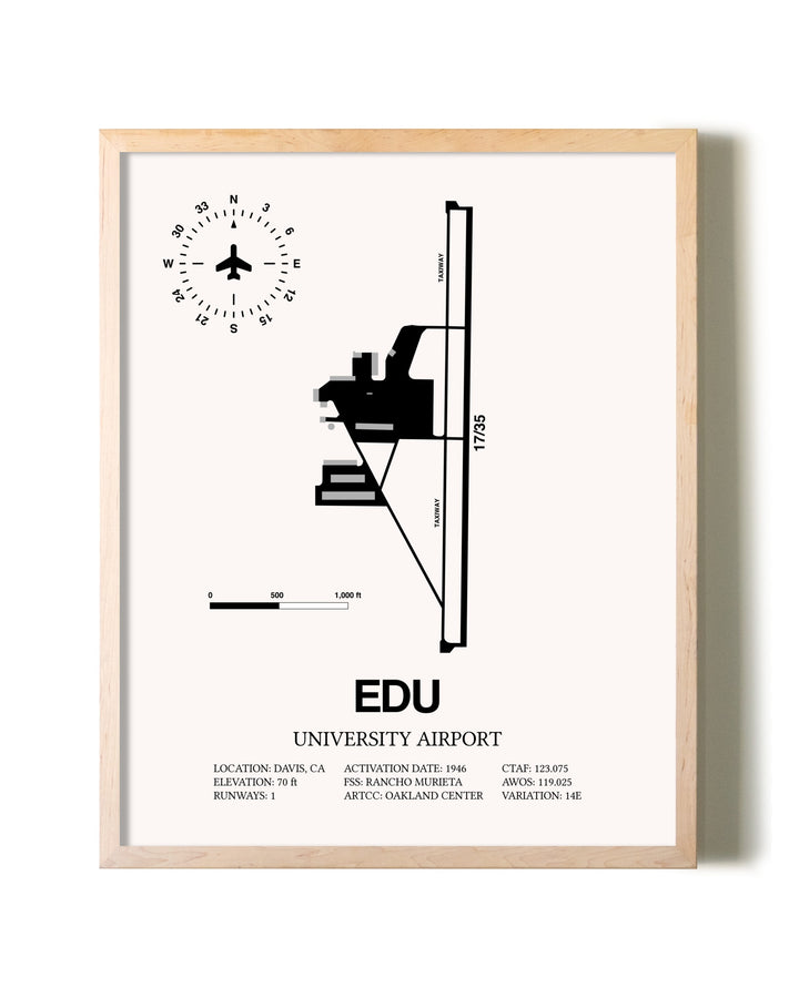 University Airport framed wall art in white frame