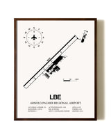 Arnold Palmer Regional Airport aviation print in walnut frame