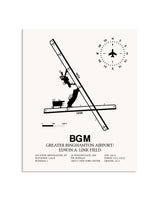 Gray Greater Binghamton Airport / Edwin A. Link Field framed poster displayed in an airplane hangar