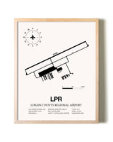 Lorain County Regional Airport framed wall art in white frame