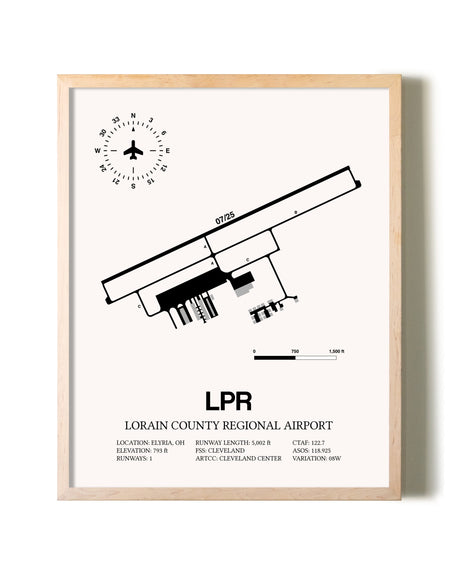 Lorain County Regional Airport framed wall art in white frame