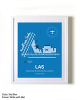 Harry Reid International Airport framed wall art in white frame with mat