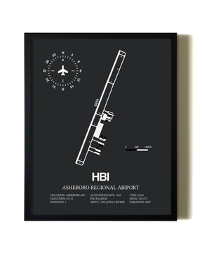 Unframed Asheboro Regional Airport map print poster