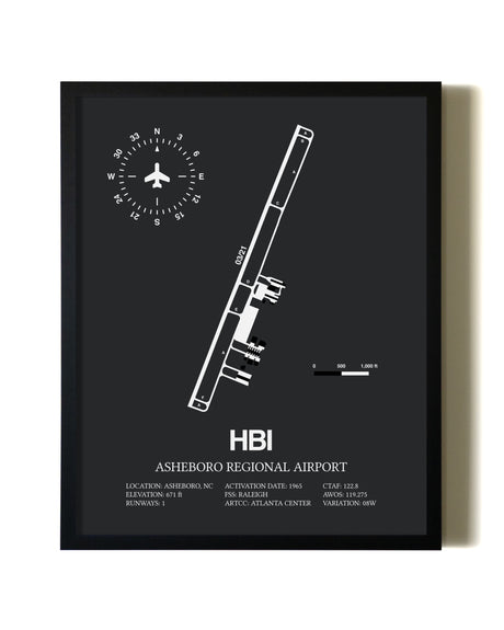 Unframed Asheboro Regional Airport map print poster