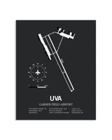 Gray Framed Garner Field Airport layout wall art poster