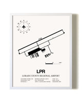Lorain County Regional Airport airport map poster in oak frame