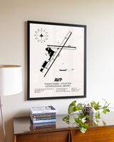 Wilkes-Barre / Scranton International Airport aviation wall décor in black wood frame