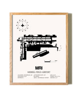 Merrill Field Airport framed print in natural wood frame