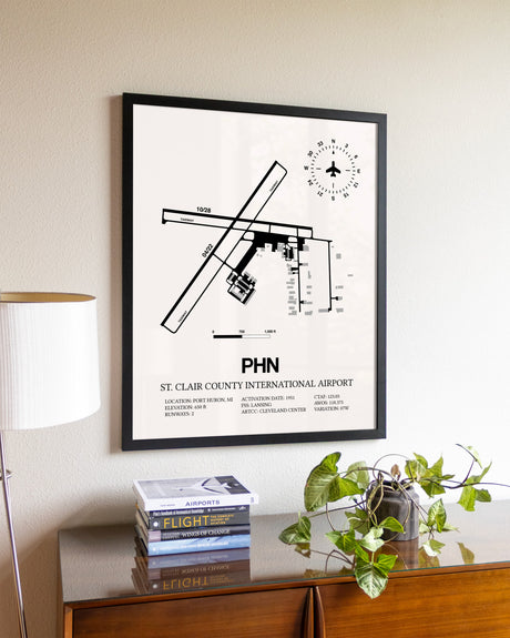 St. Clair County International Airport aviation wall décor in black wood frame