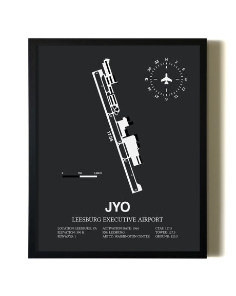 Unframed Leesburg Executive Airport map print poster
