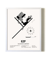 Shannon Airport airport map poster in oak frame