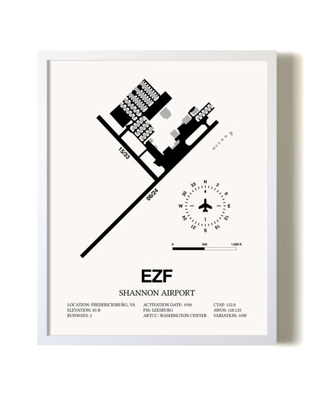 Shannon Airport airport map poster in oak frame
