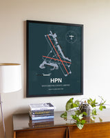 Framed Westchester County Airport layout wall art poster