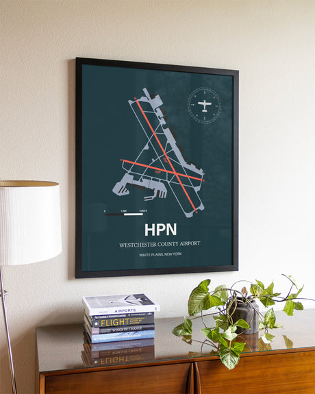 Framed Westchester County Airport layout wall art poster