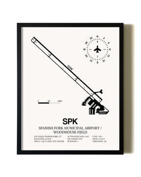 Framed Spanish Fork Municipal Airport / Woodhouse Field wall art poster in black frame