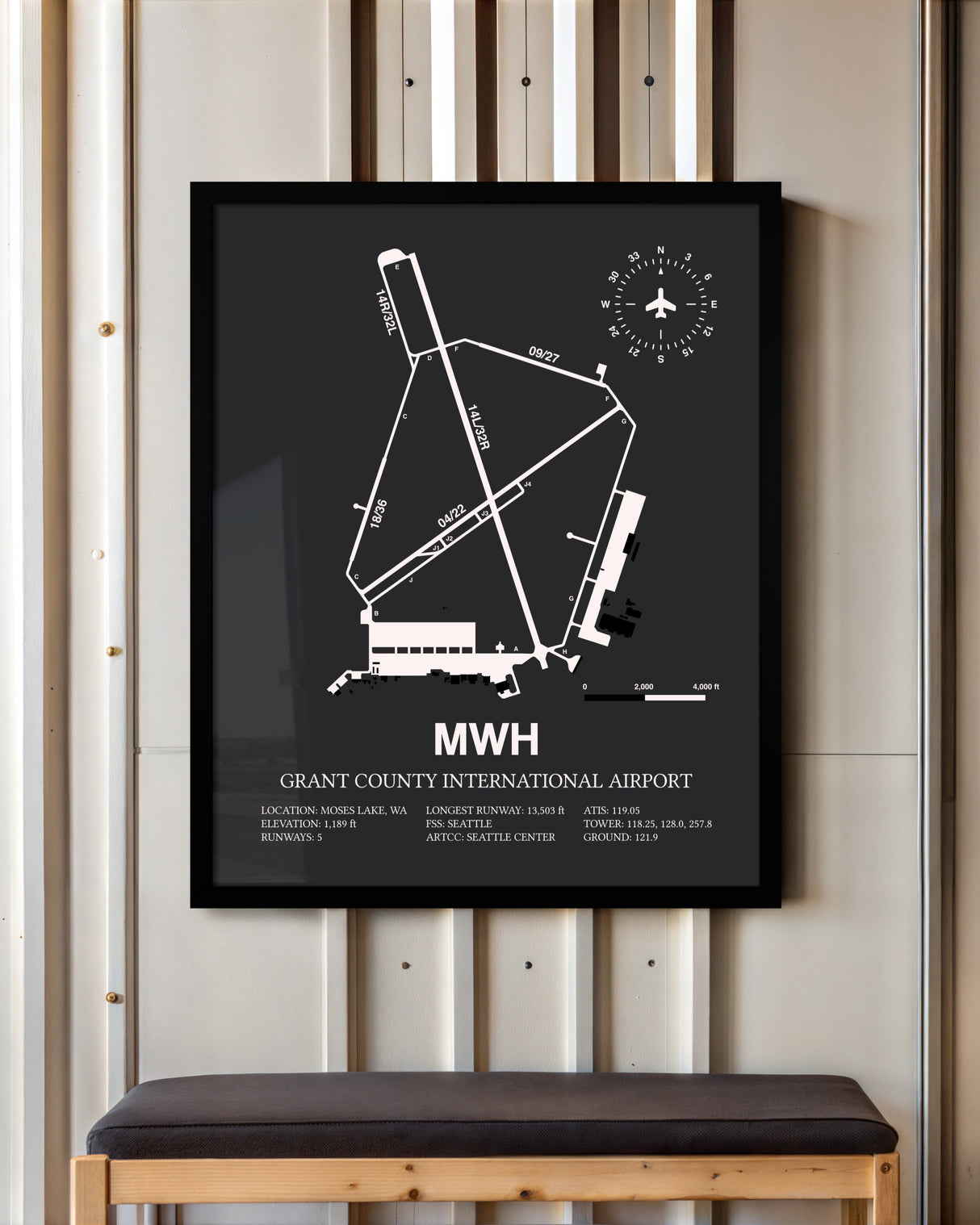 Frame color options for Grant County International Airport Wall Art