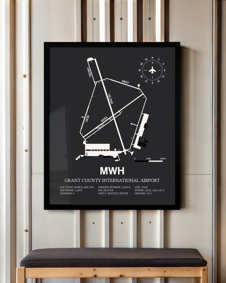 Frame color options for Grant County International Airport Wall Art