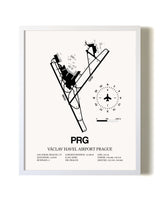 Vaclav Havel Airport Prague airport map poster in oak frame