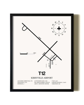 Framed Kirbyville Airport wall art poster in black frame