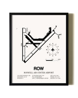 Framed Roswell Air Center Airport wall art poster in black frame