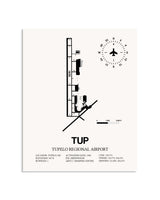 Gray Tupelo Regional Airport framed poster displayed in an airplane hangar