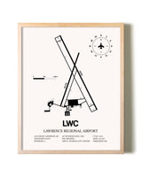 Lawrence Regional Airport framed wall art in white frame