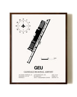 Glendale Regional Airport aviation print in walnut frame