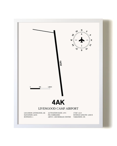 Livengood Camp Airport airport map poster in oak frame