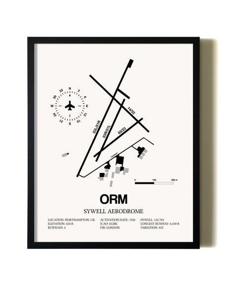 Framed Sywell Aerodrome wall art poster in black frame