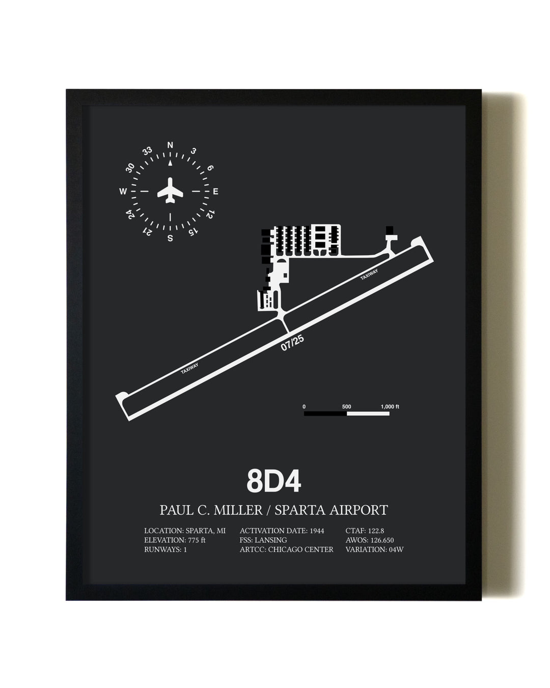 Unframed Paul C Miller/Sparta Airport map print poster
