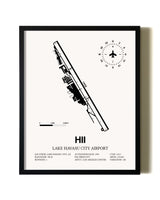 Framed Lake Havasu City Airport wall art poster in black frame