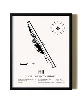 Framed Lake Havasu City Airport wall art poster in black frame