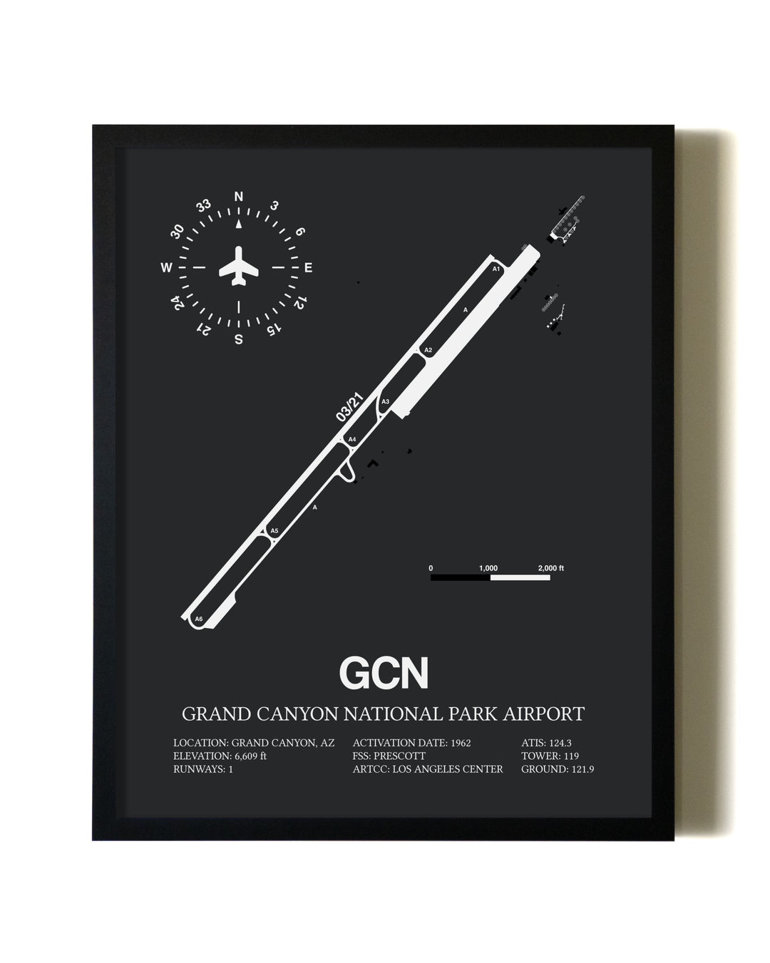 Unframed Grand Canyon National Park Airport map print poster
