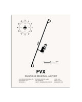 Gray Farmville Regional Airport framed poster displayed in an airplane hangar