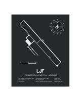 Gray Framed Litchfield Municipal Airport layout wall art poster