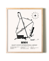 Grant County International Airport framed wall art in white frame