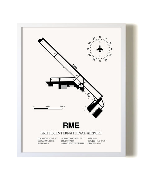 Griffiss International Airport airport map poster in oak frame