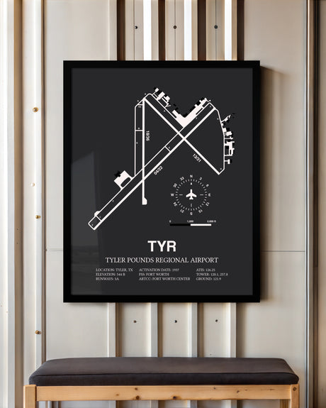Frame color options for Tyler Pounds Regional Airport Wall Art