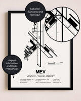 Framed Minden-Tahoe Airport layout wall art poster