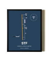 Blue and Yellow Framed George M. Bryan Airport wall art poster in black frame