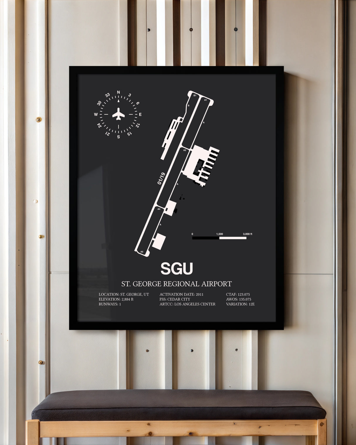 Frame color options for St. George Regional Airport Wall Art
