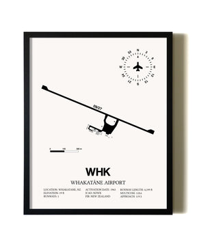 Framed Whakatane Airport wall art poster in black frame