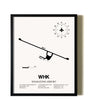 Framed Whakatane Airport wall art poster in black frame