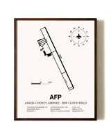 Anson County Airport - Jeff Cloud Field aviation print in walnut frame
